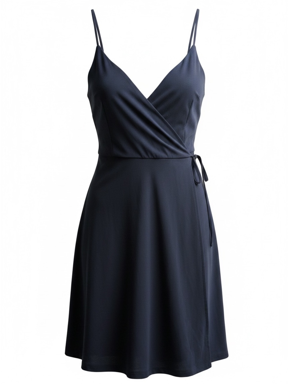 Lulu's Navy Wrap Spaghetti-Strap Midi Dress